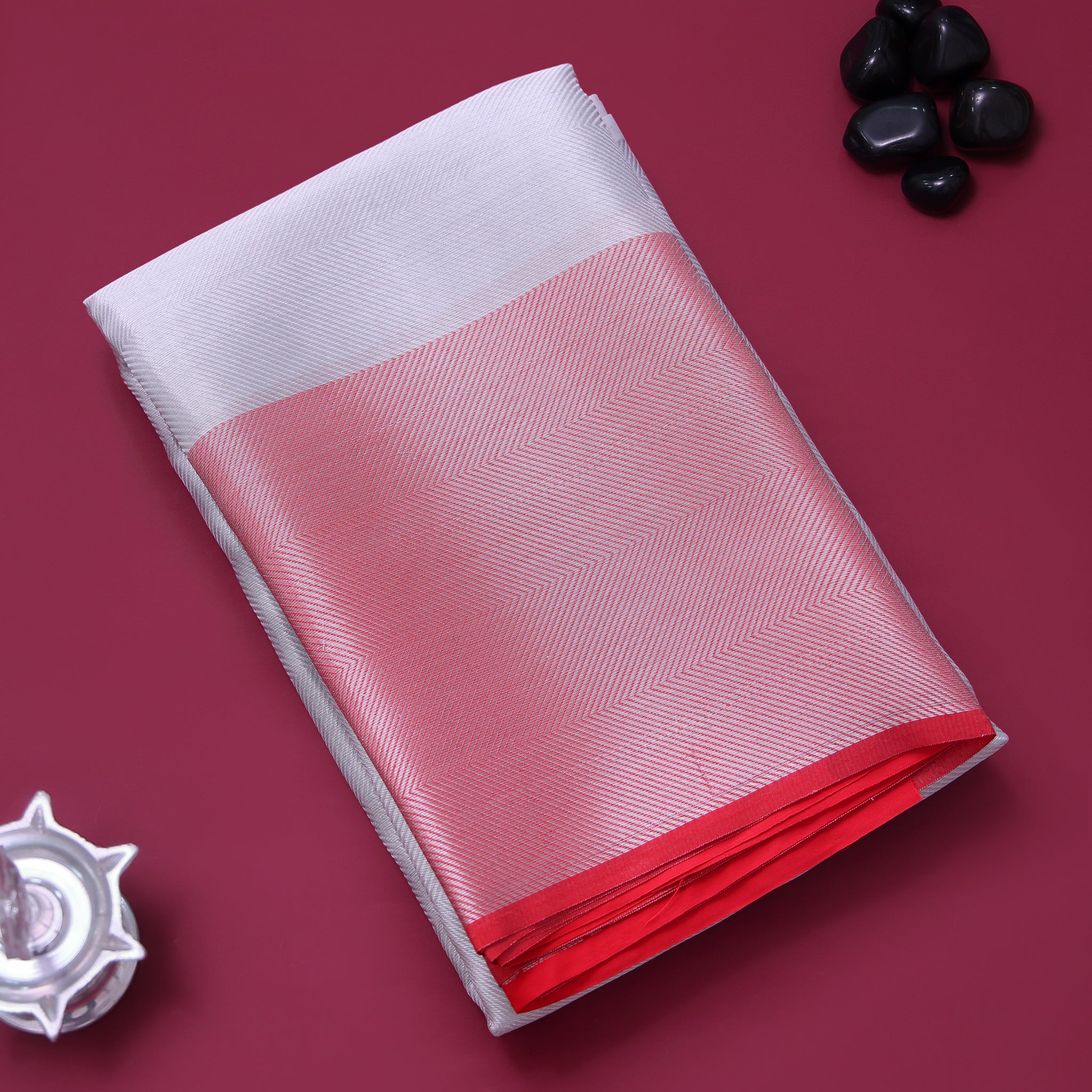 Ethnic Solid Tissue Saree - Silver