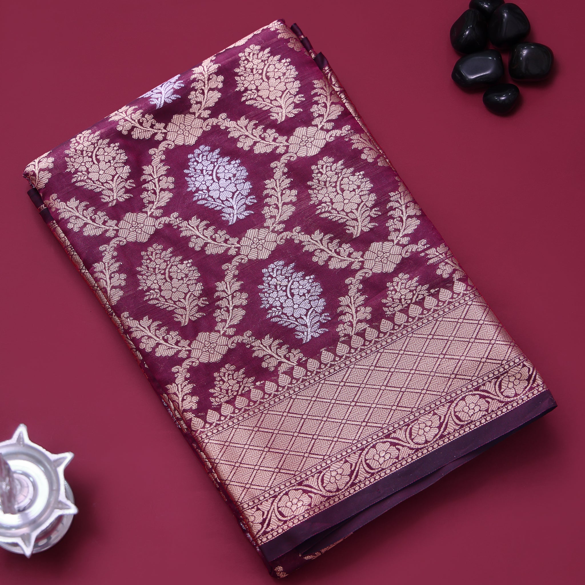 Maroon Color Tissue Saree