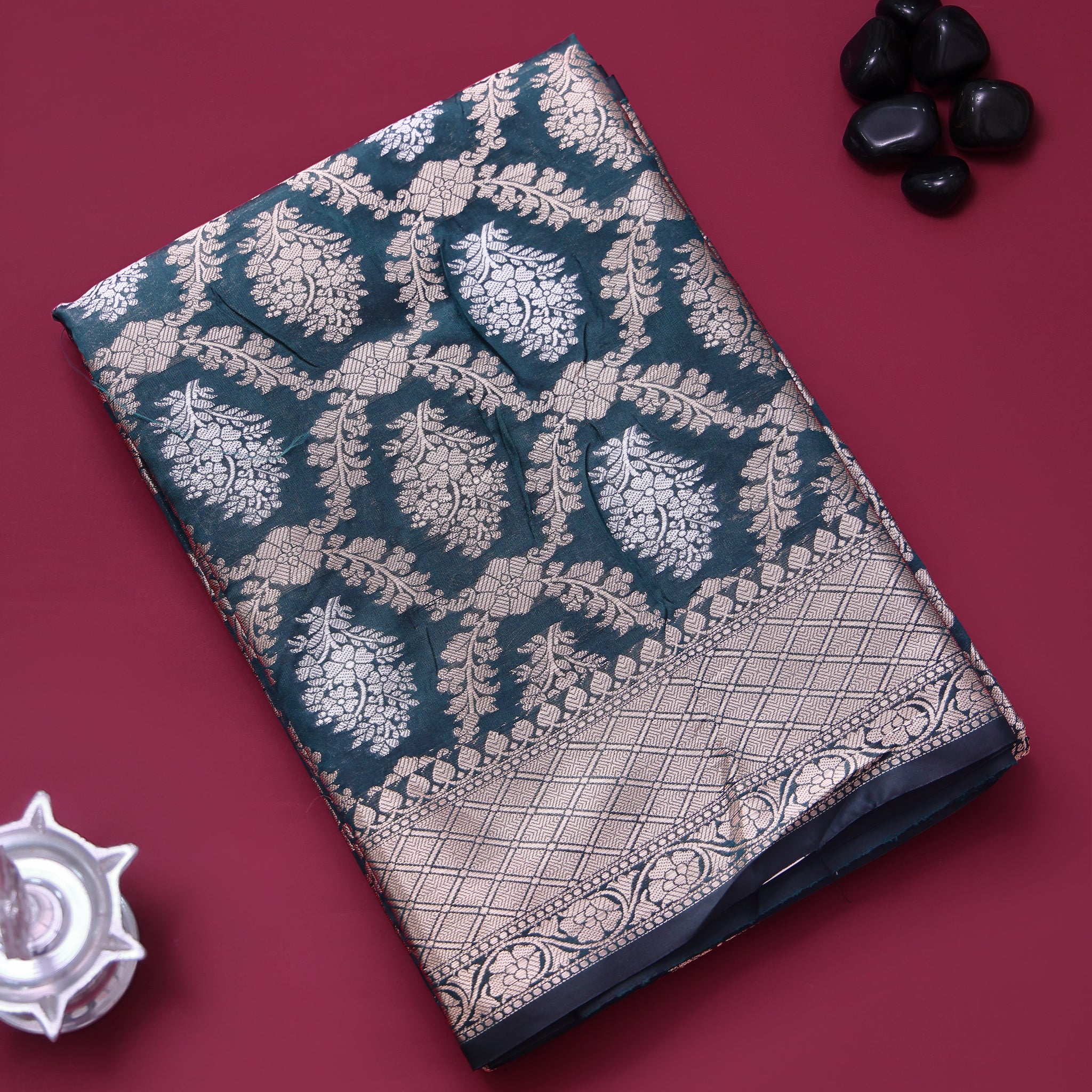 Dark Green Color Tissue Saree