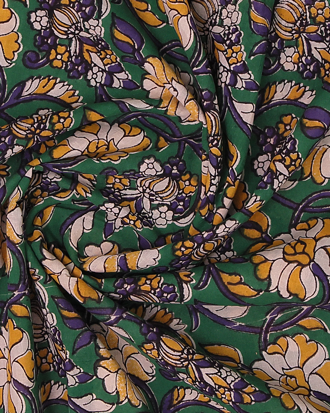 Green Color Kalamkari Cotton Saree