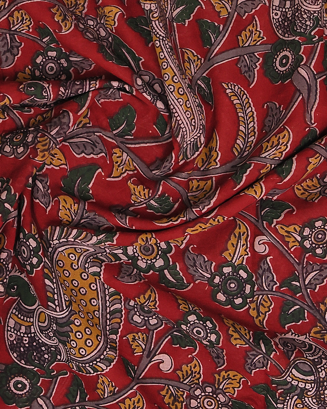 Red Color Kalamkari Cotton Saree