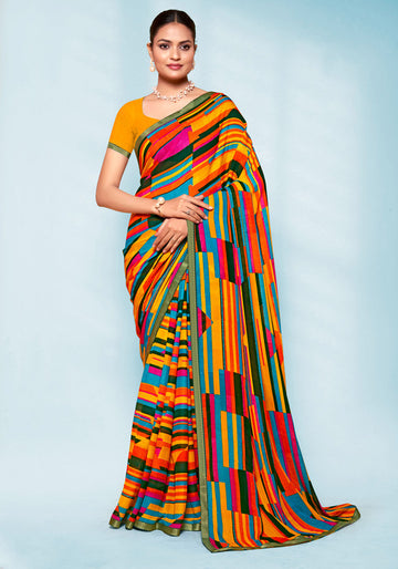 Chiffon Yellow Colour Sarees - Naaz-vol-03