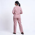 Women’s Cotton Striped Nightwear Set Short Sleeve Round Neck Top with Full Length Pajama Pants, Peach