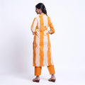 Kurta Pant Set with Matching Dupatta and Tie-Dye Pattern Yellow Full-Length Back View