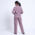 Women’s Cotton Striped Nightwear Set Short Sleeve Round Neck Top with Full Length Pajama Pants, Purple