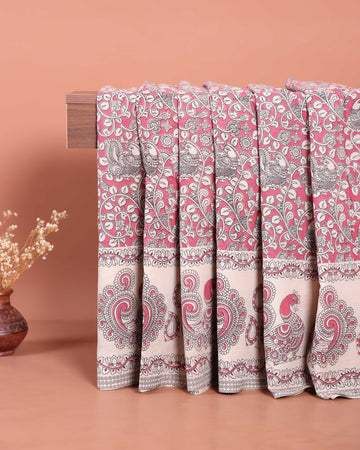 Cotton Kalamkari Printed Saree - Onion Pink