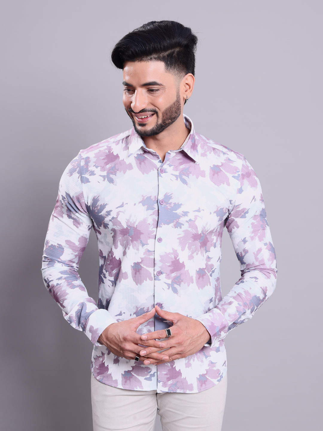 Nativebull Men's Printed Regular Fit Full Sleeve Casual Shirt with Spread Collar - Multi