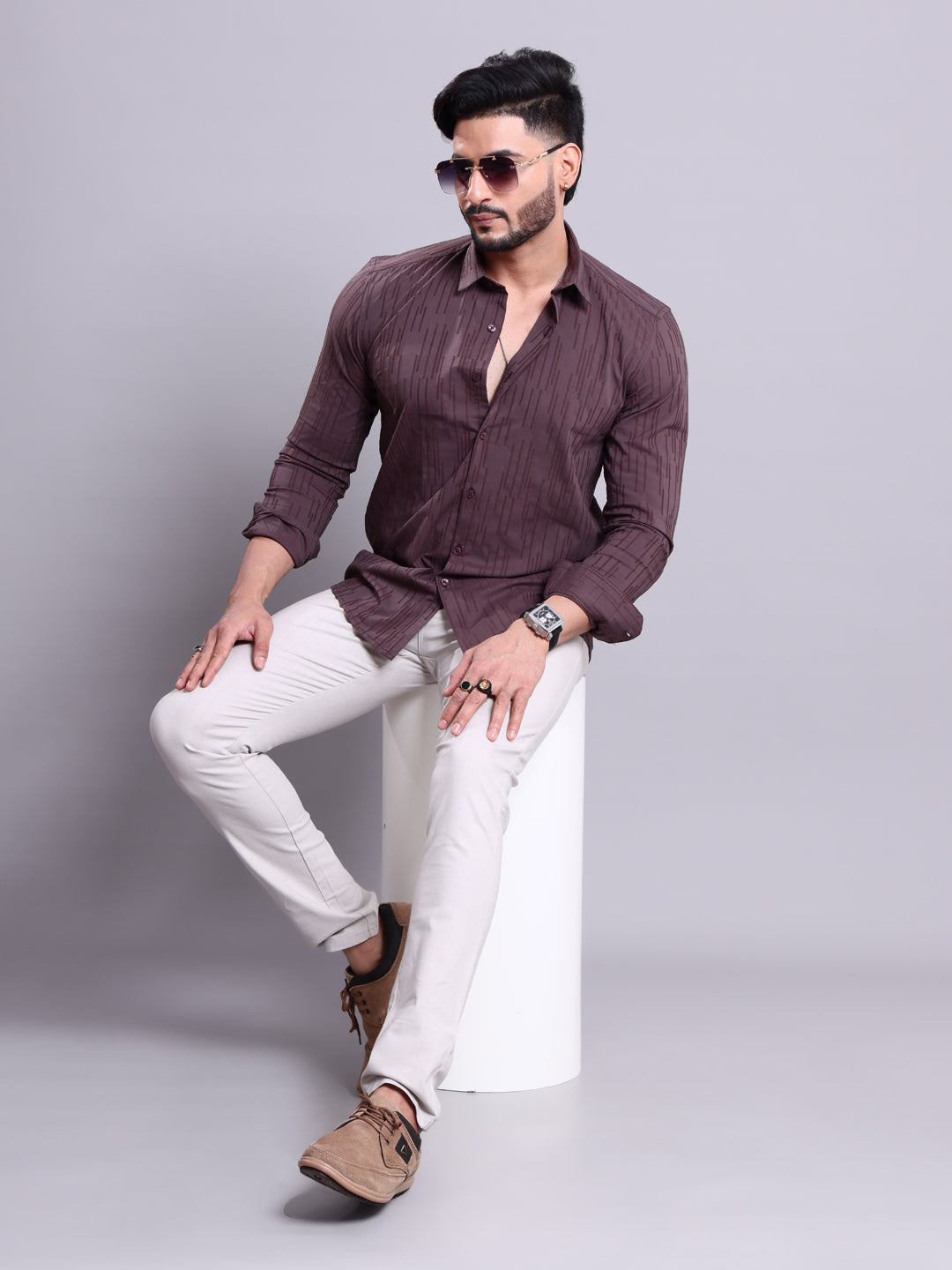 Nativebull  Purple Colour Casual Shirt