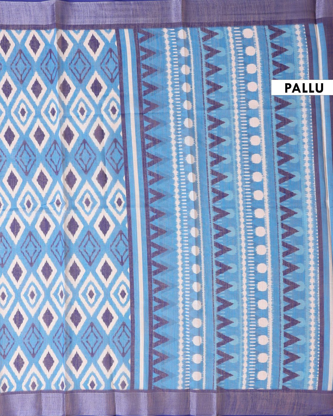 Elegant Ikkat Saree with White Pattern  - Blue