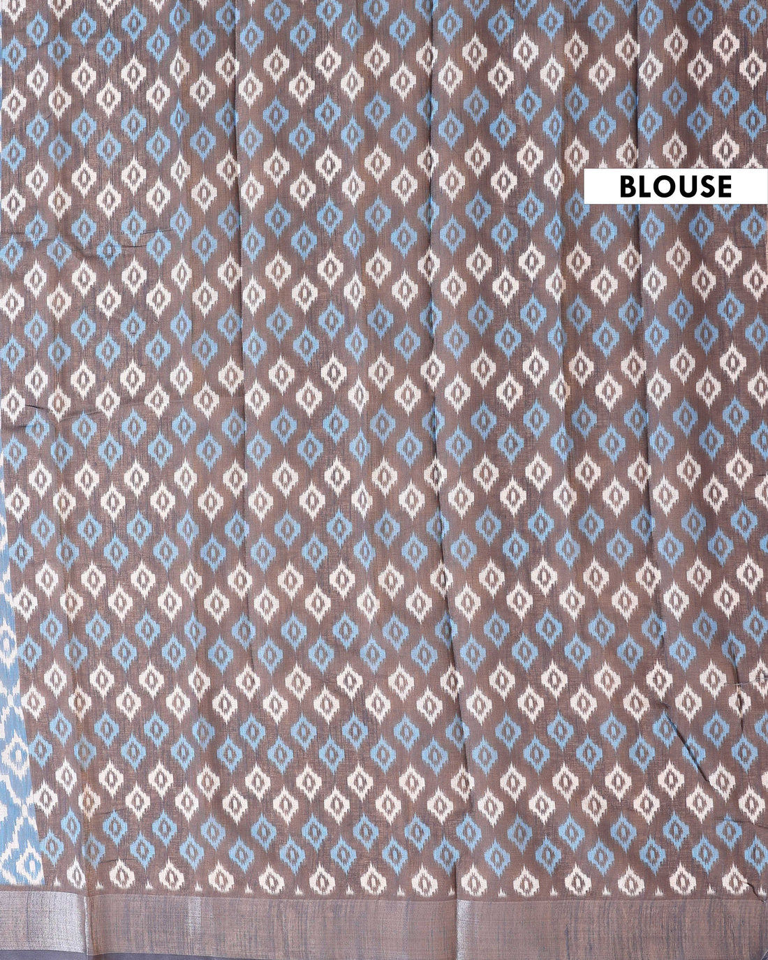 Geometric Ikkat Saree with Contrasting Border - Blue