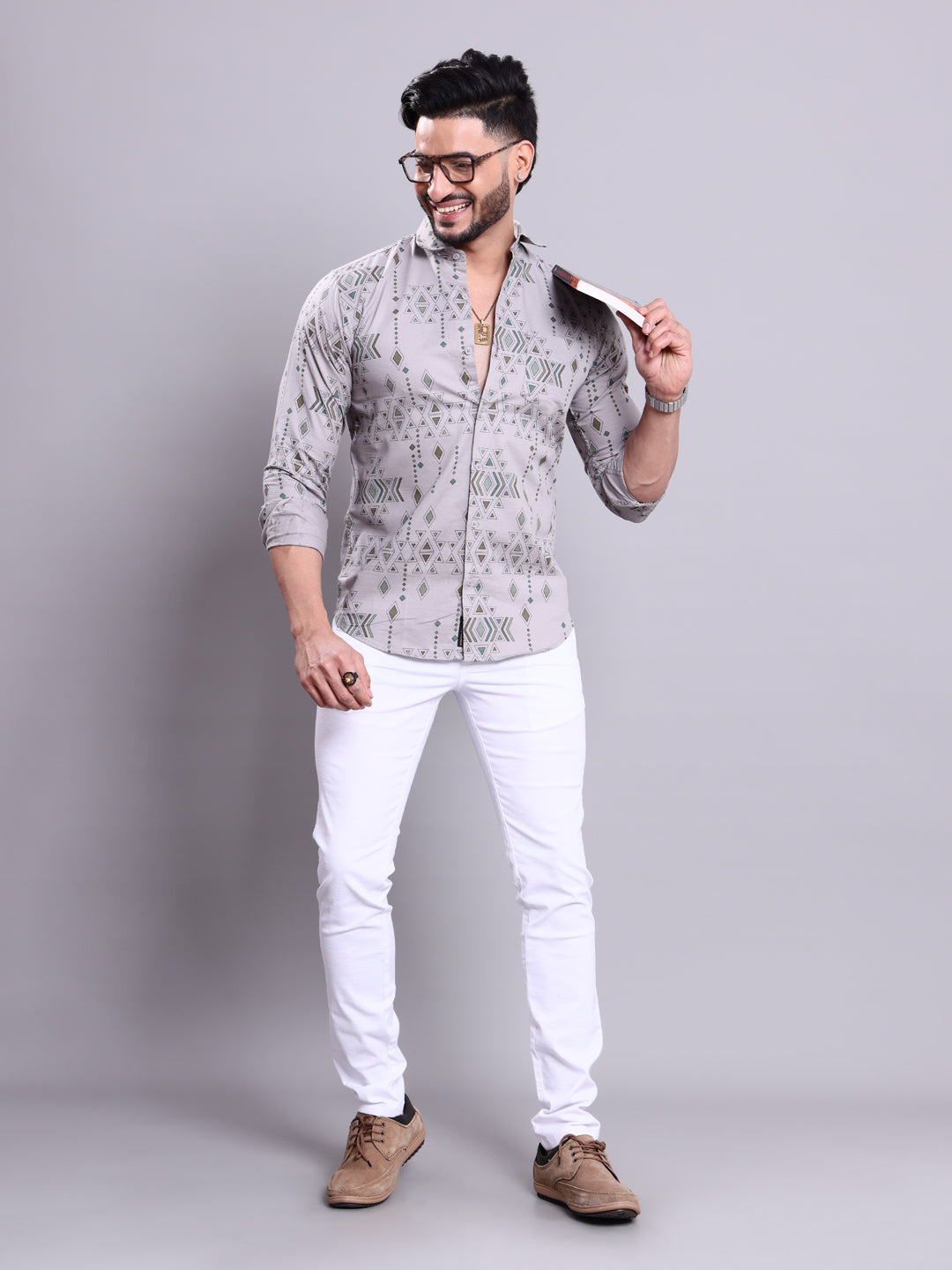 Rocx Light Grey Colour Casual Shirt