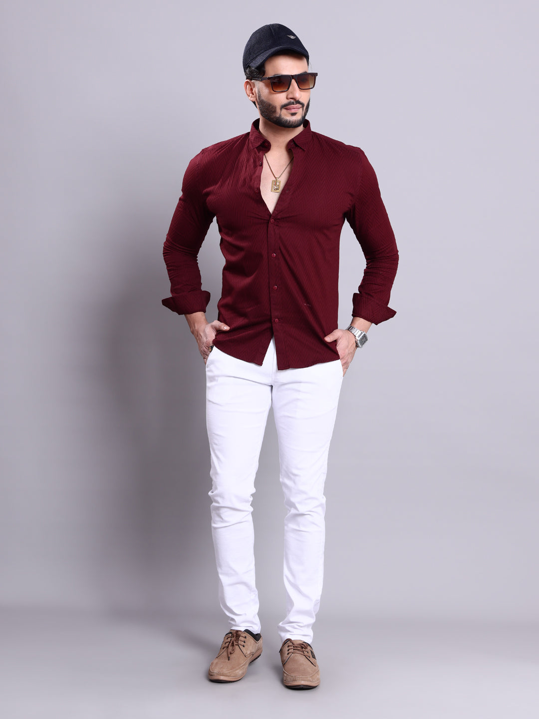 Nativebull Maroon Colour Casual Shirt