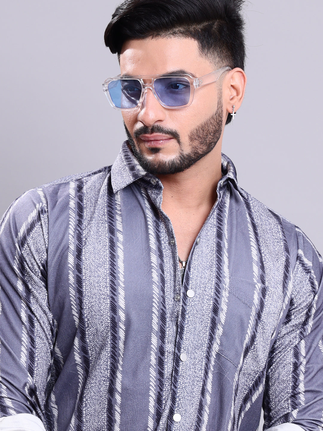 Rocx Men's Abstract Print Casual Shirt with Spread Collar and Full Sleeves  - Multi