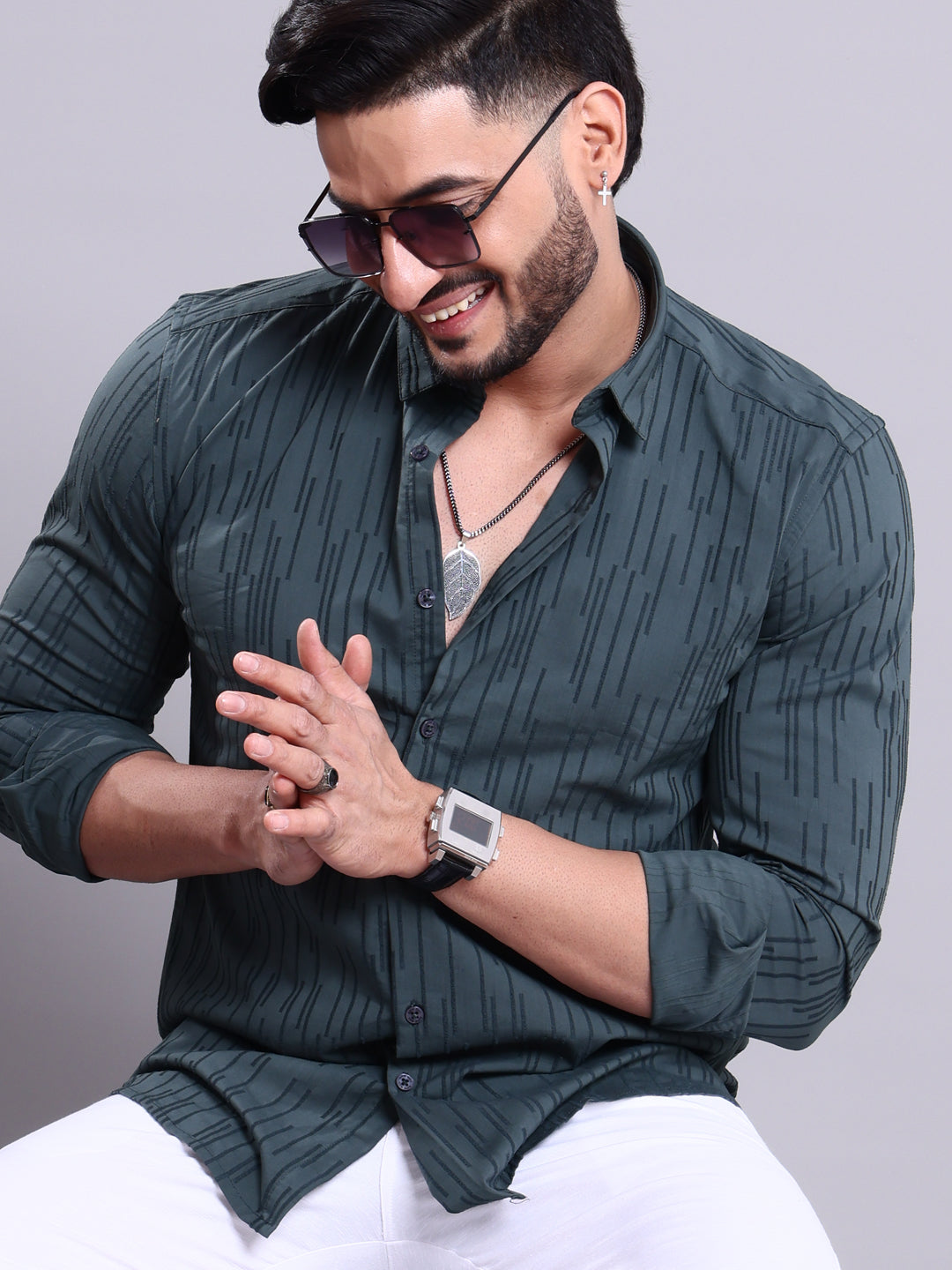 Nativebull Dark Grey Colour Casual Shirt