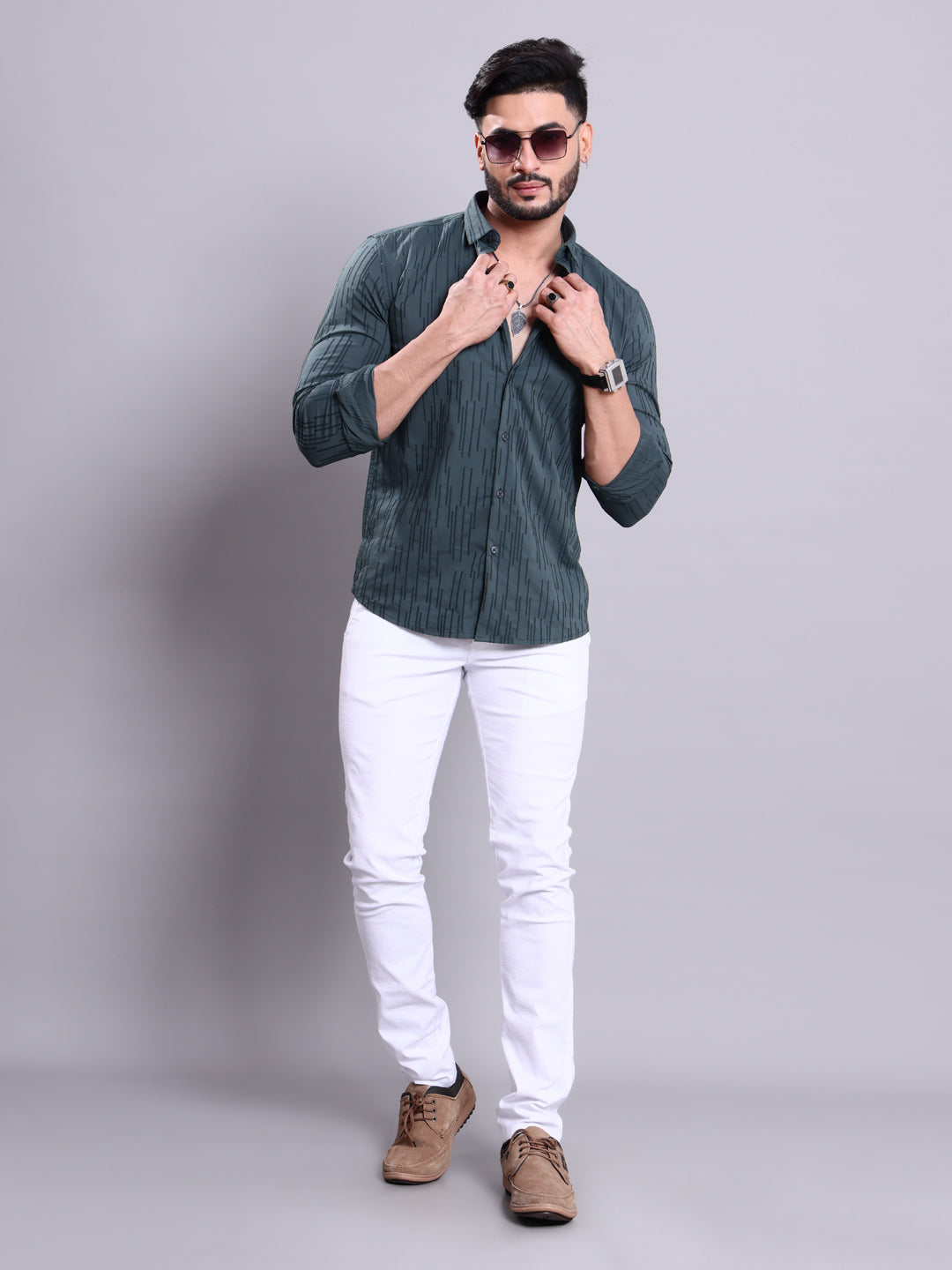 Nativebull Dark Grey Colour Casual Shirt