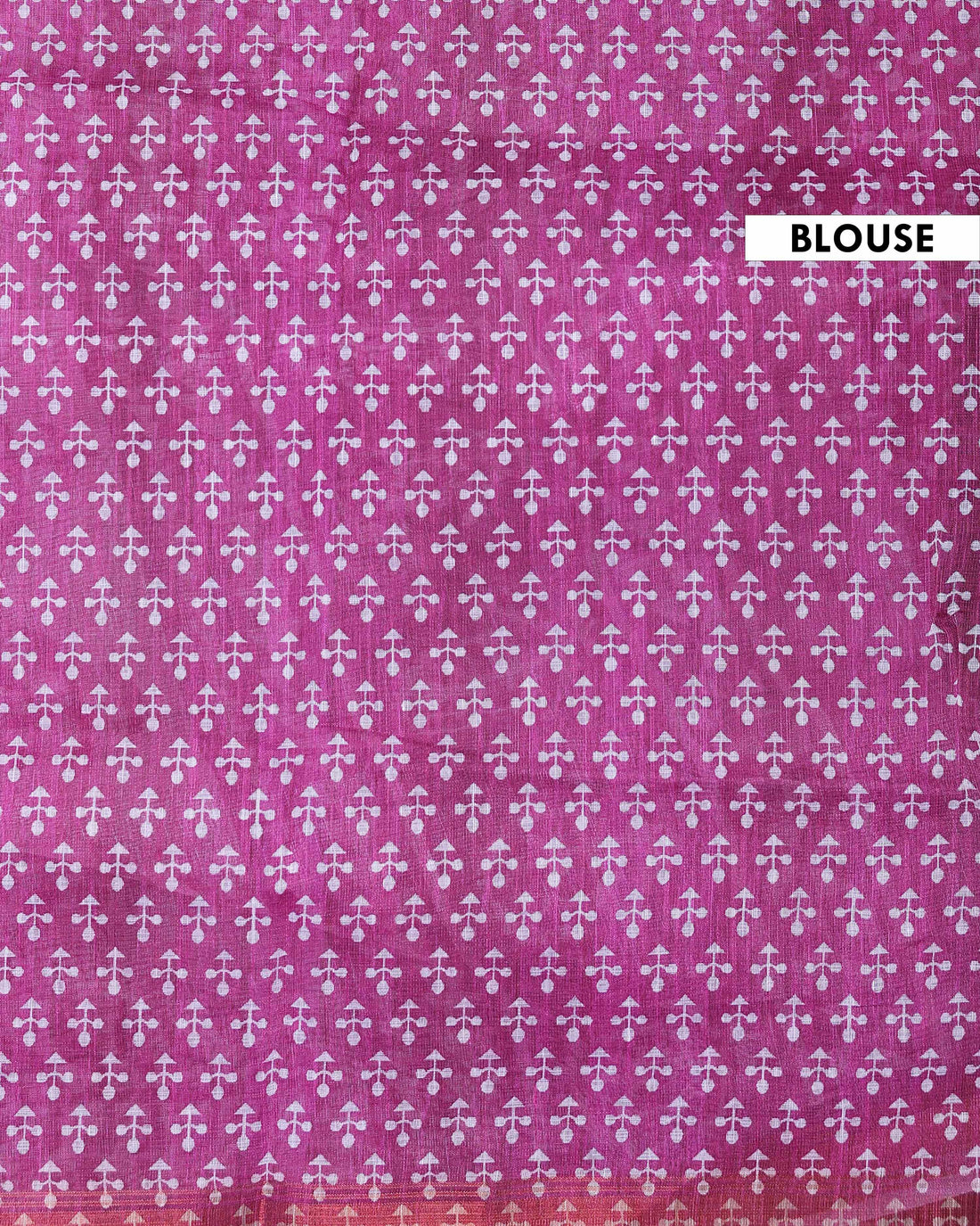 Artisanal Block Print Linen Cotton Saree - Pink