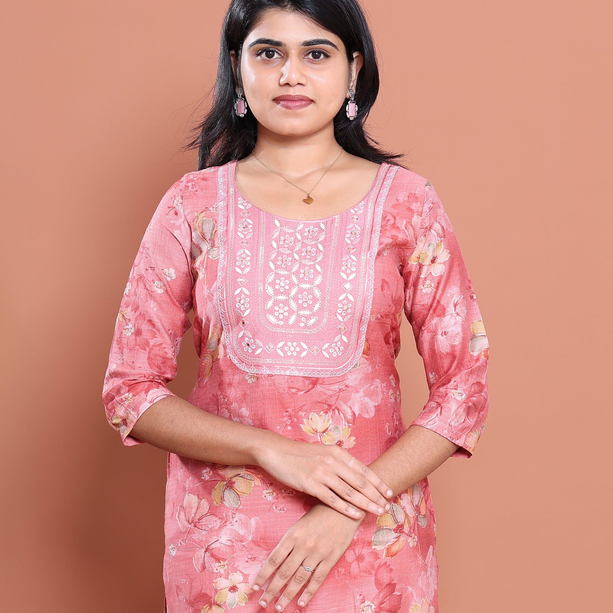 Ethnic Embroidered Kurta - Pink