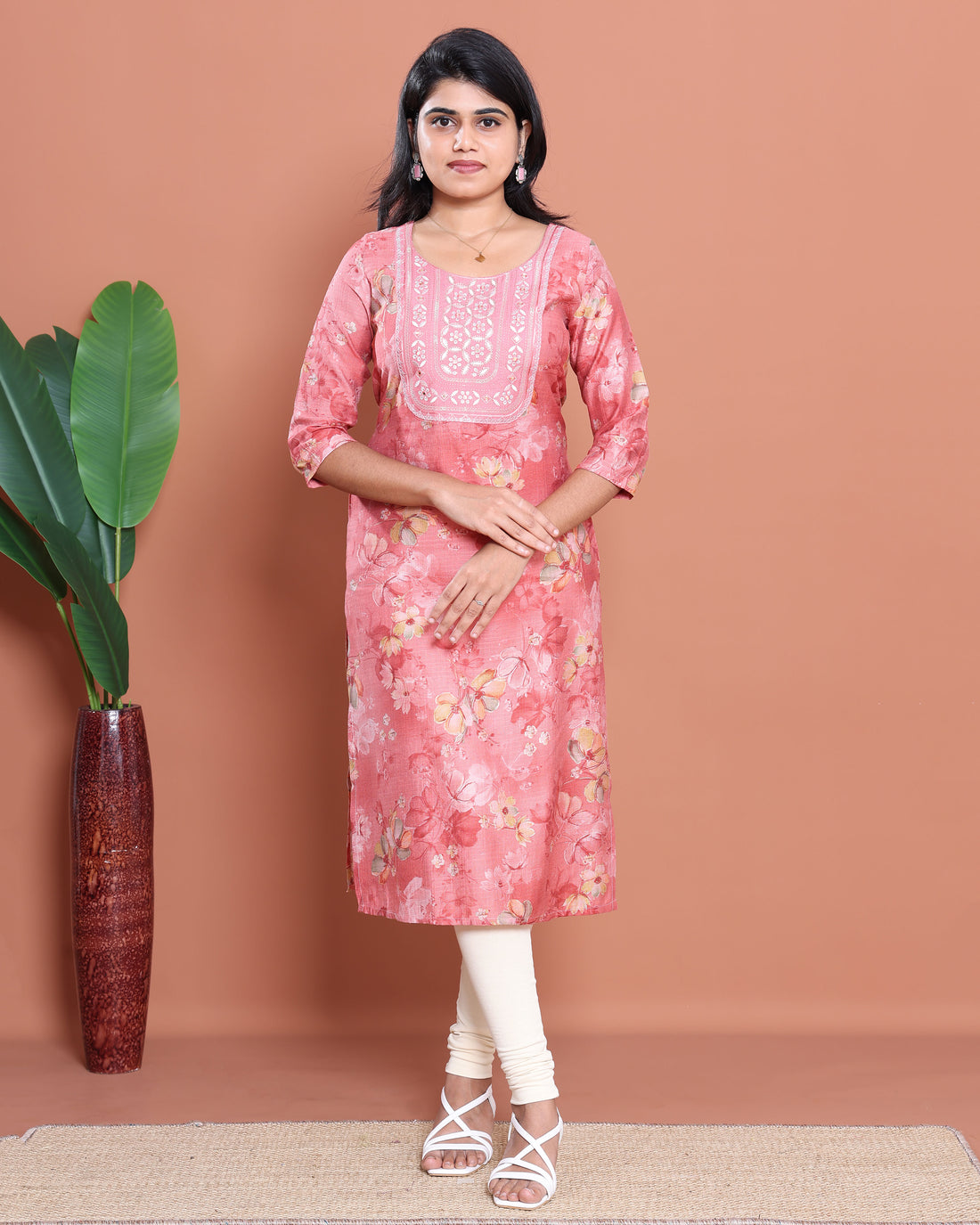 Ethnic Embroidered Kurta - Pink