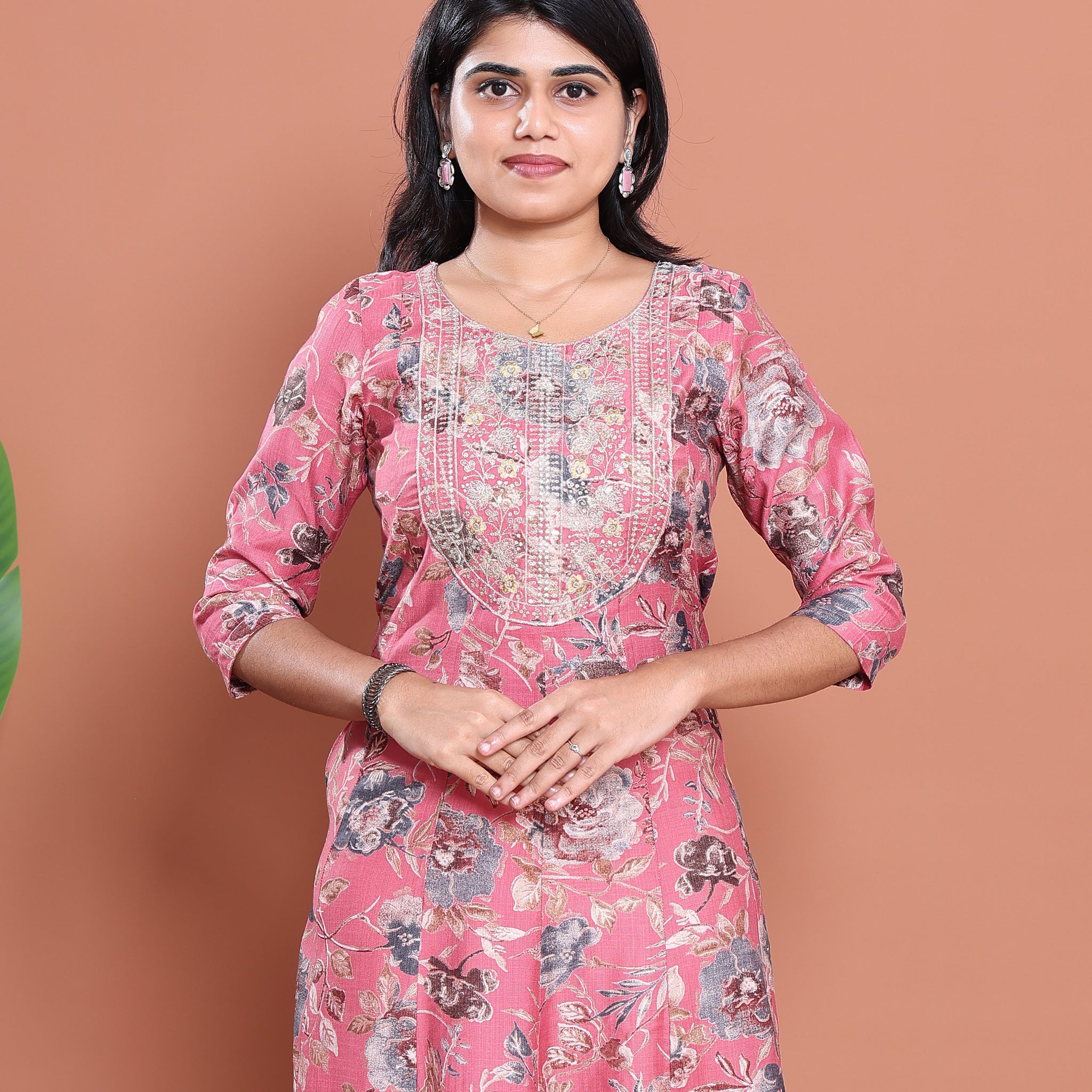 Ethnic Embroidered Kurta - Pink