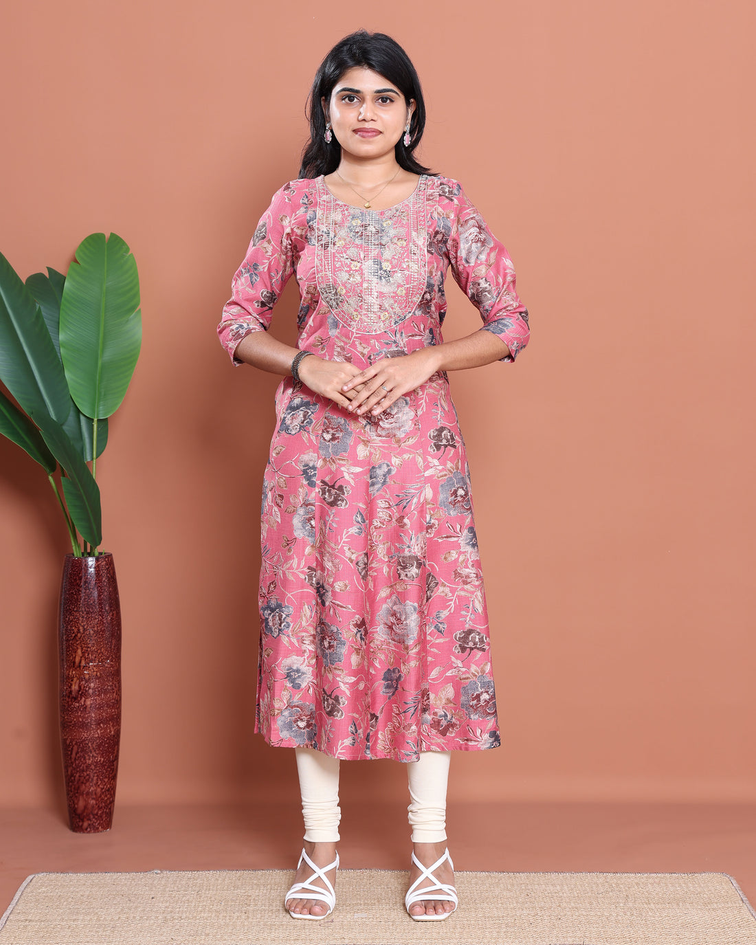 Ethnic Embroidered Kurta - Pink