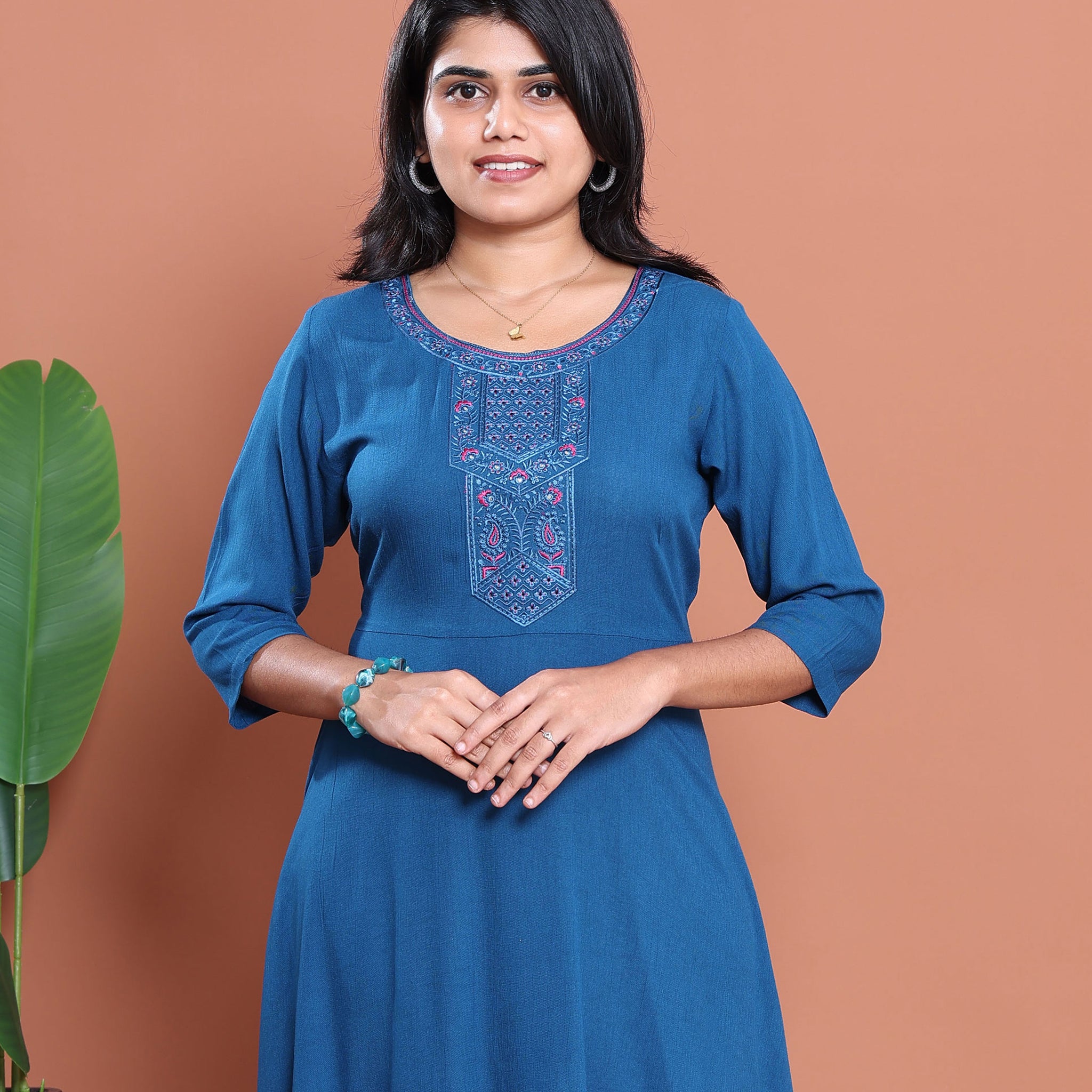 Ethnic Embroidered Kurta - Blue