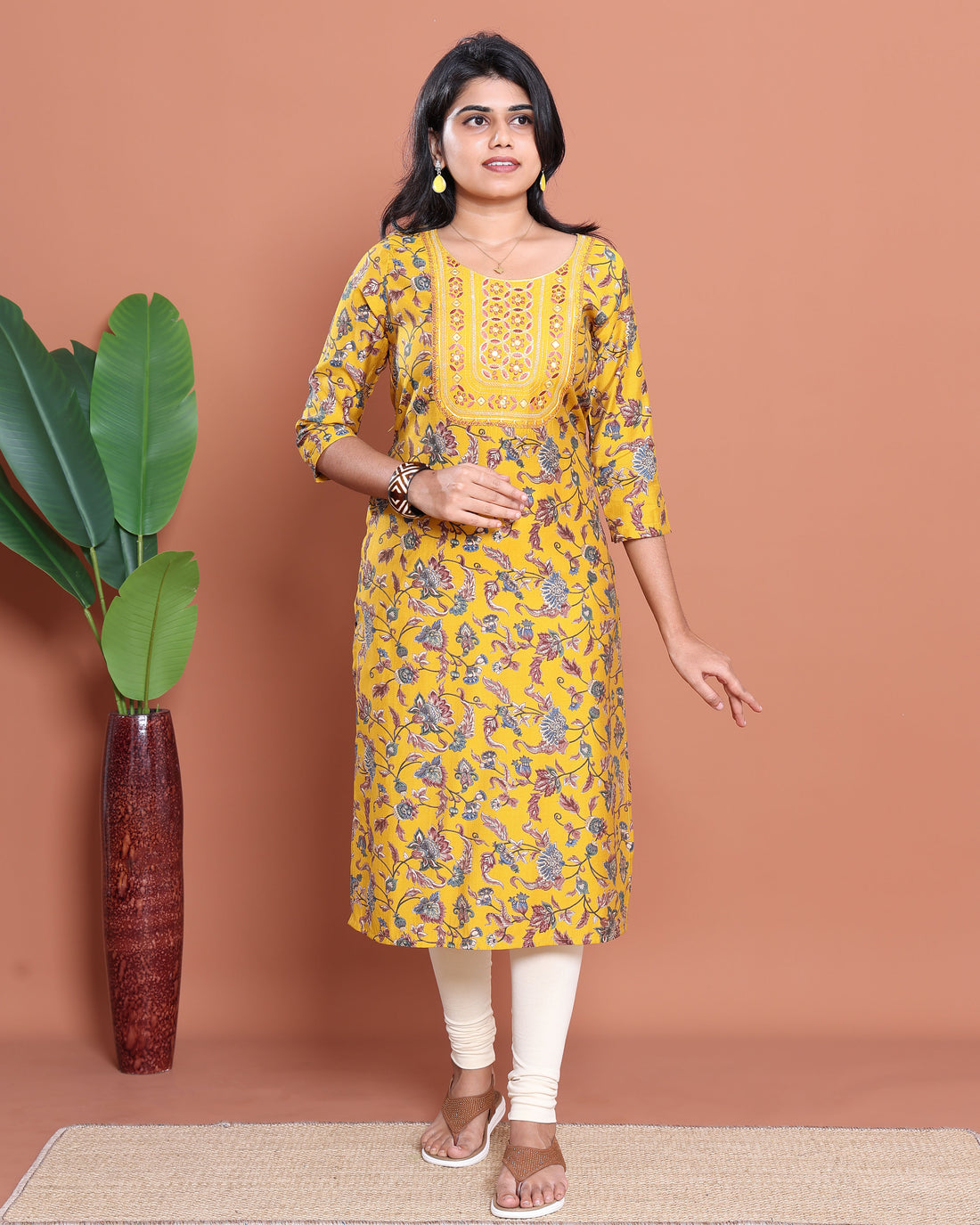 Ethnic Embroidered Kurta - Yellow