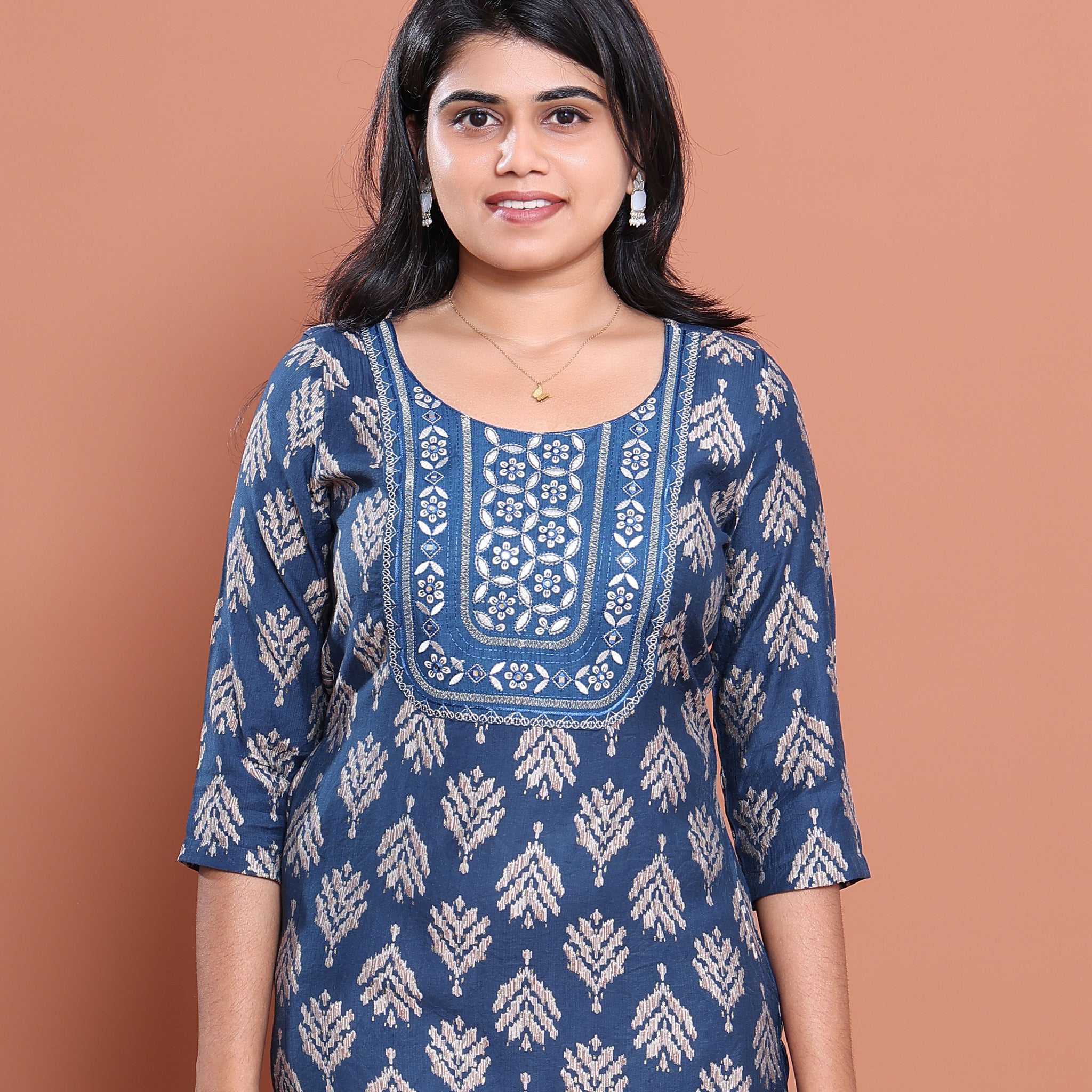 Ethnic Embroidered Kurta - Blue