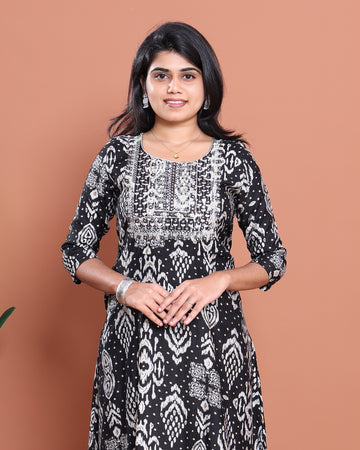 Ethnic Embroidered Kurta - Black