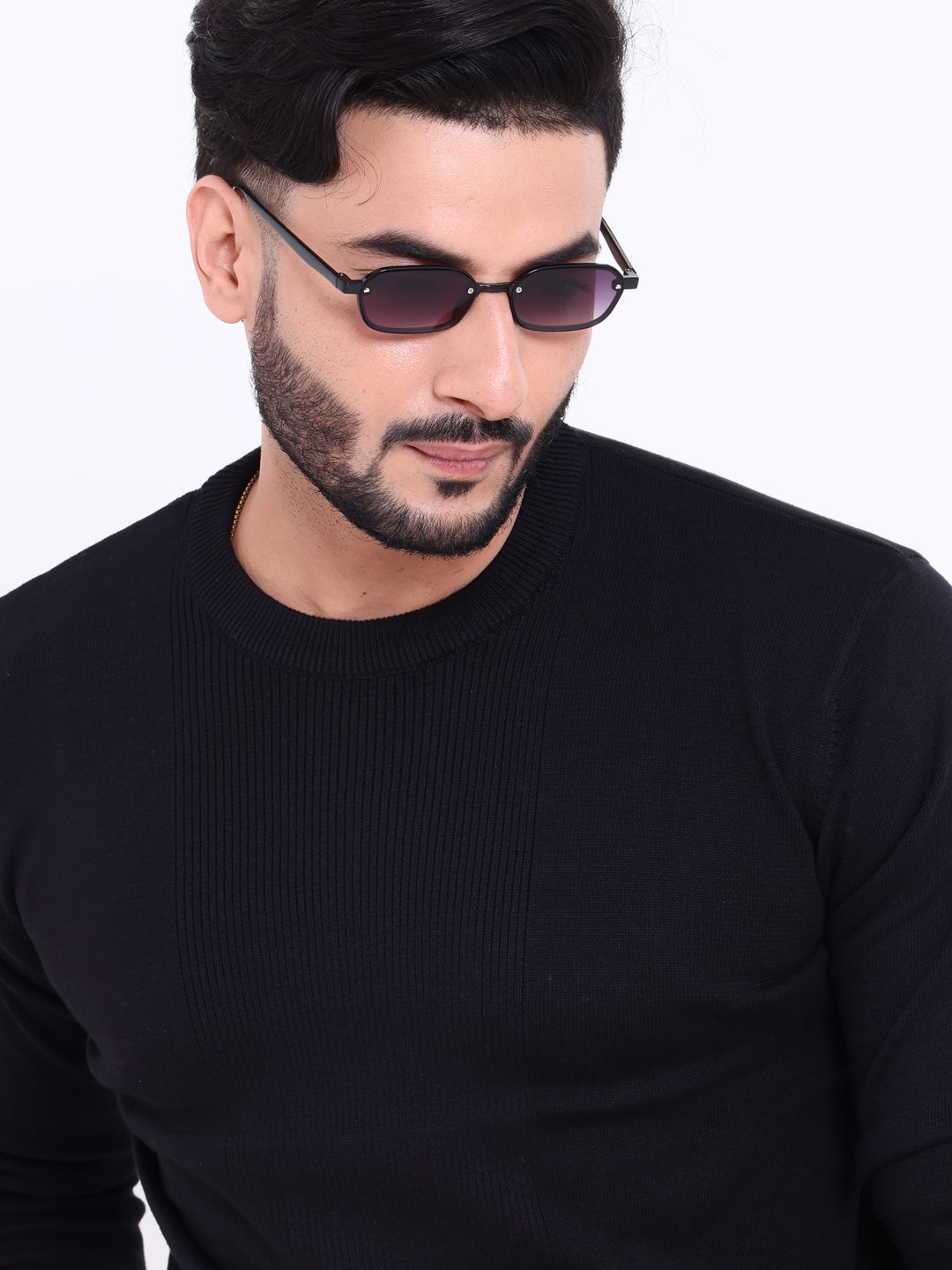 Men's Full Sleeve Round Neck Solid Pullover Nativebull Sweatshirt   - Black