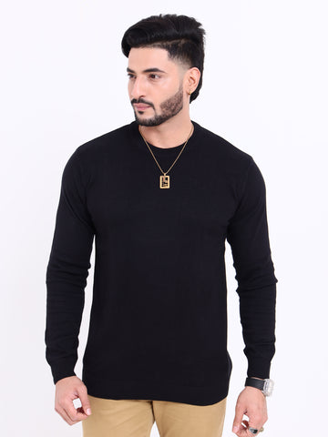 Men's Full Sleeve Round Neck Solid Pullover Nativebull Sweatshirt   - Black