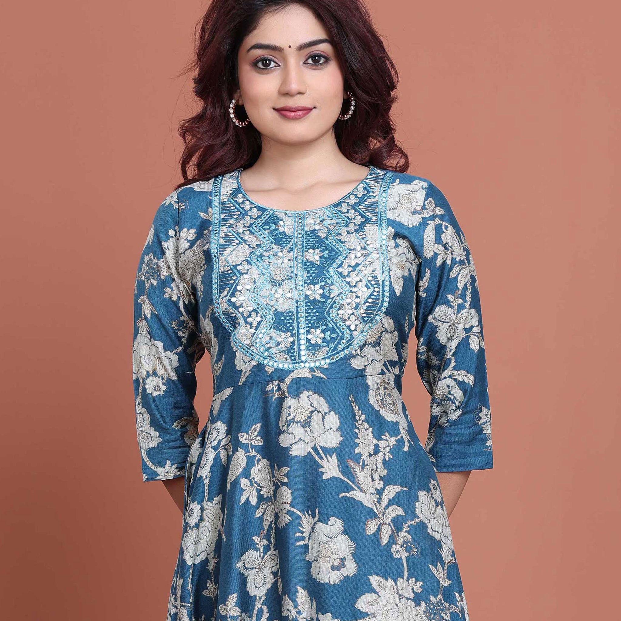 Ethnic Embroidered Kurta - Blue