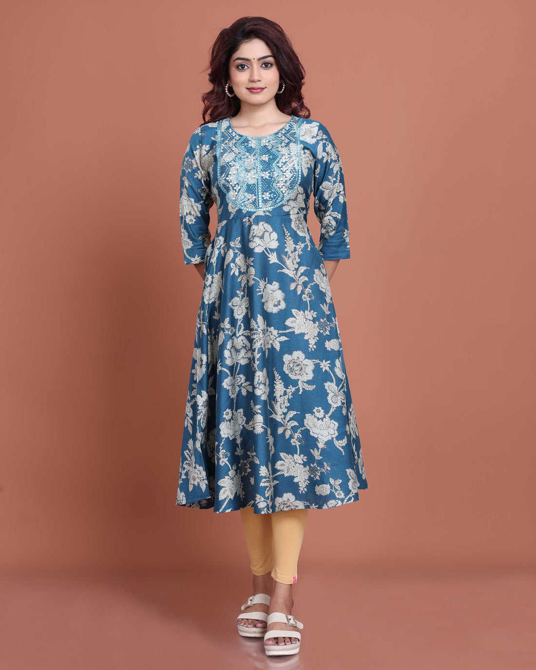 Ethnic Embroidered Kurta - Blue
