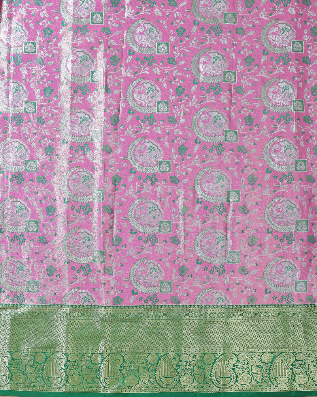 Traditional Woven Kids Pattu Pavadai Material -Pink