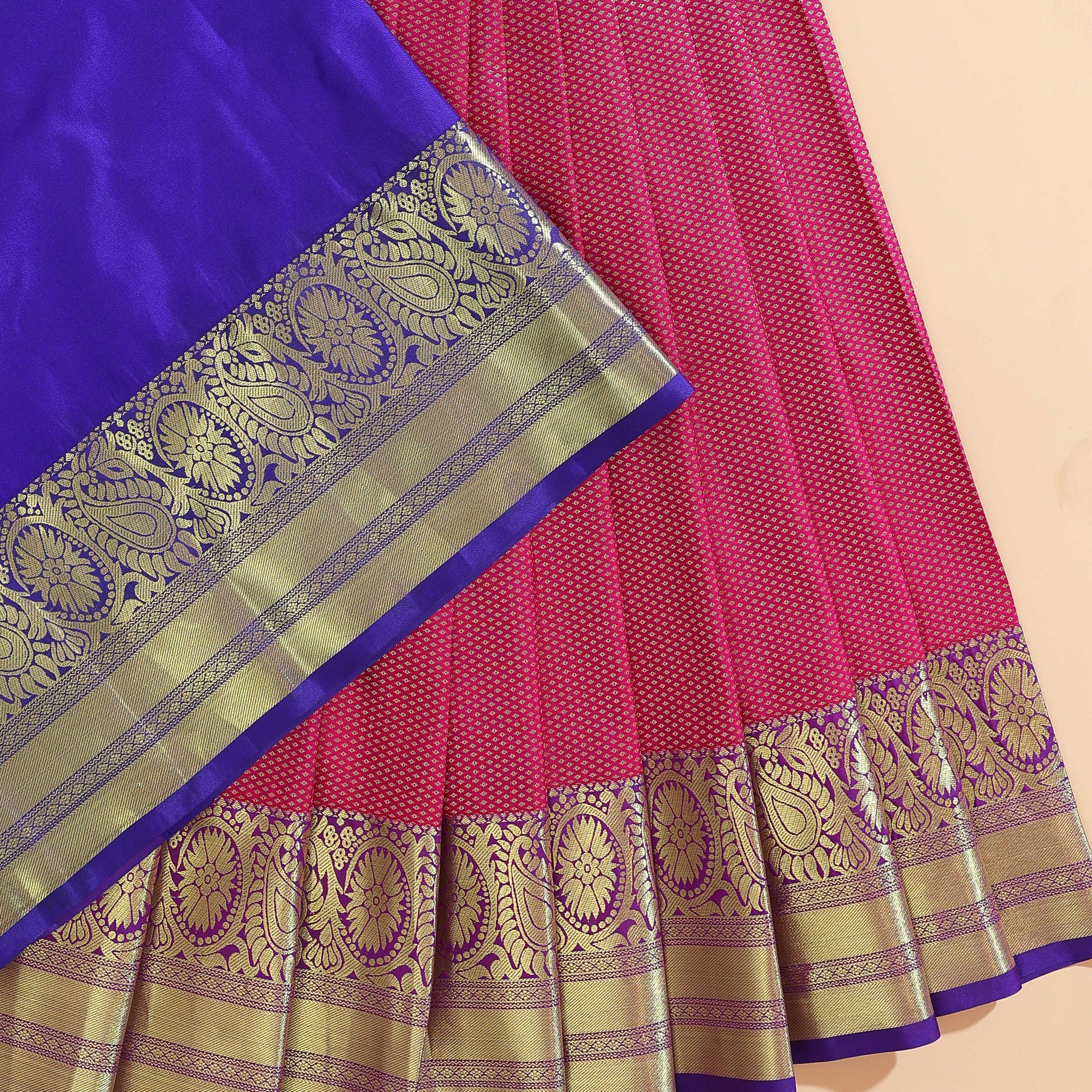 Exquisite Kanchipuram Pattu Pavadai Material with Zari Border - Maroon