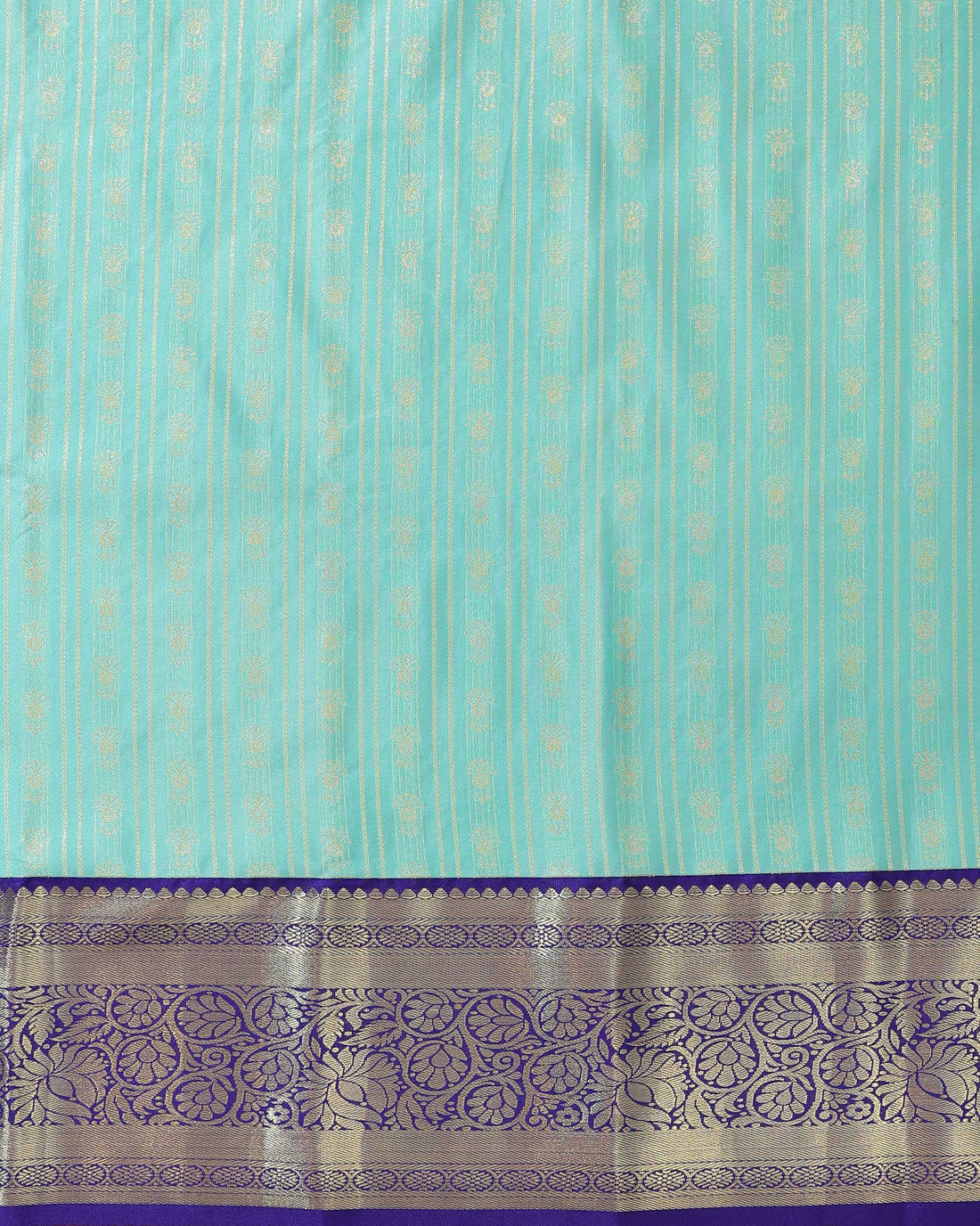 Exquisite Kanchipuram Pattu Pavadai Material with Zari Woven Border - Green