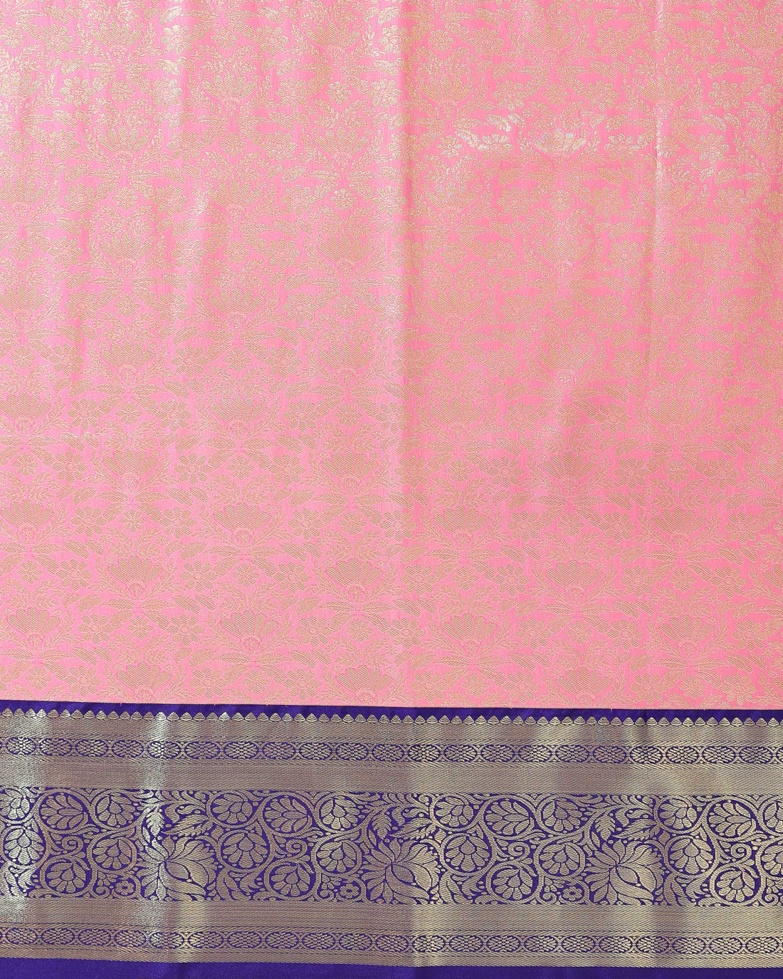 Kanchipuram Pattu Pavadai Material with Zari Border Work - Pink