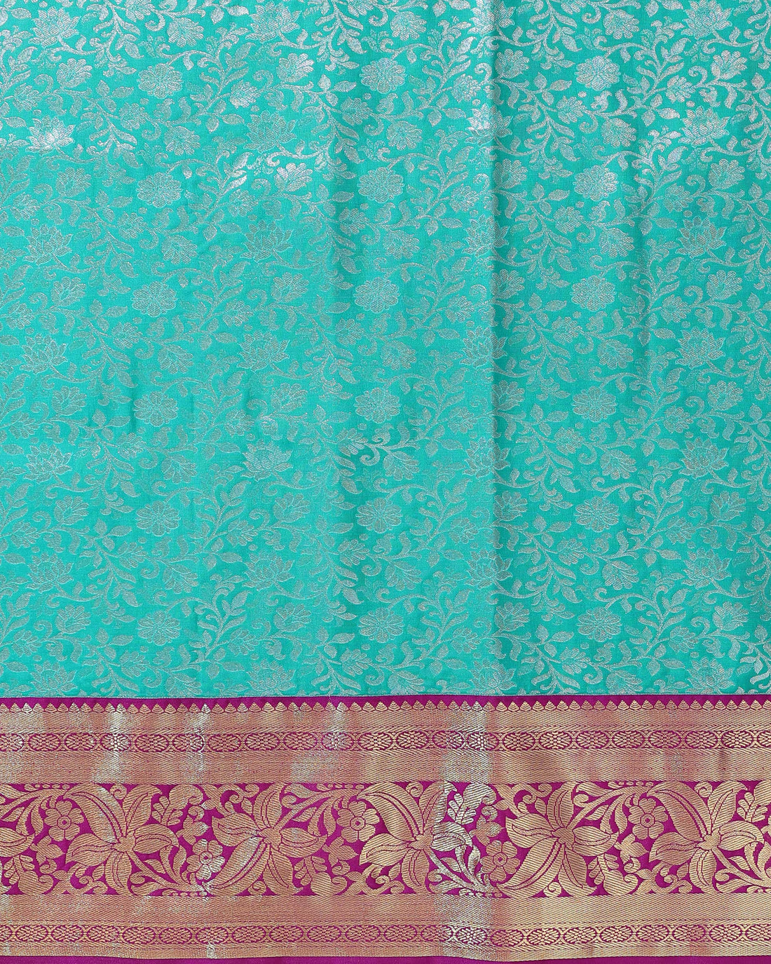 Kanchipuram Pattu Pavadai Material with Zari Woven Motifs - Blue