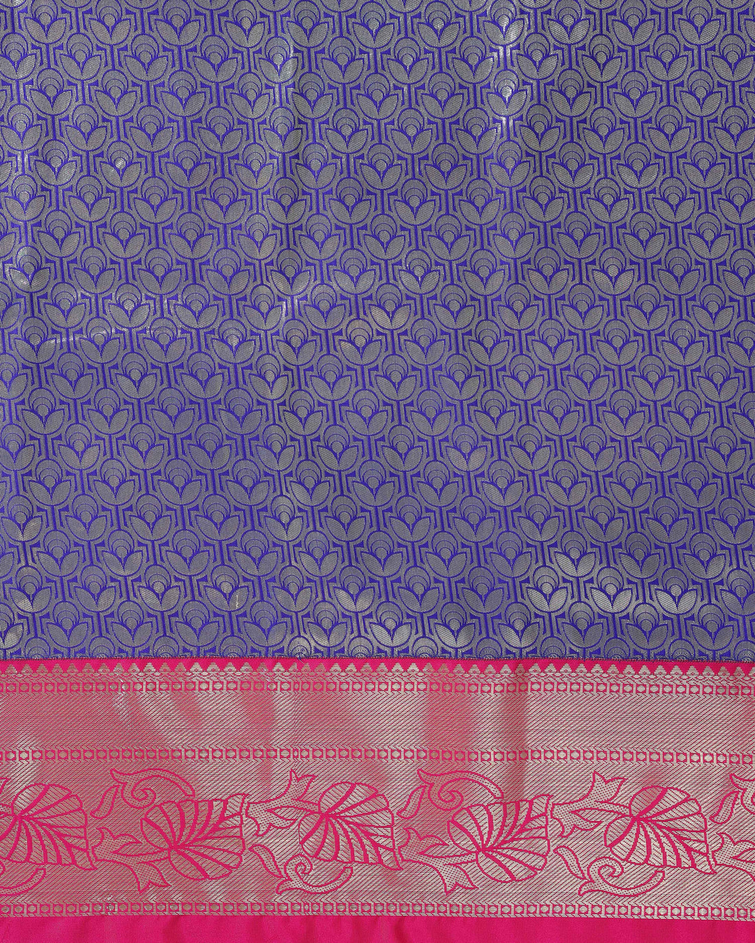 Kanchipuram Pattu Pavadai Material with Zari Motifs - Blue