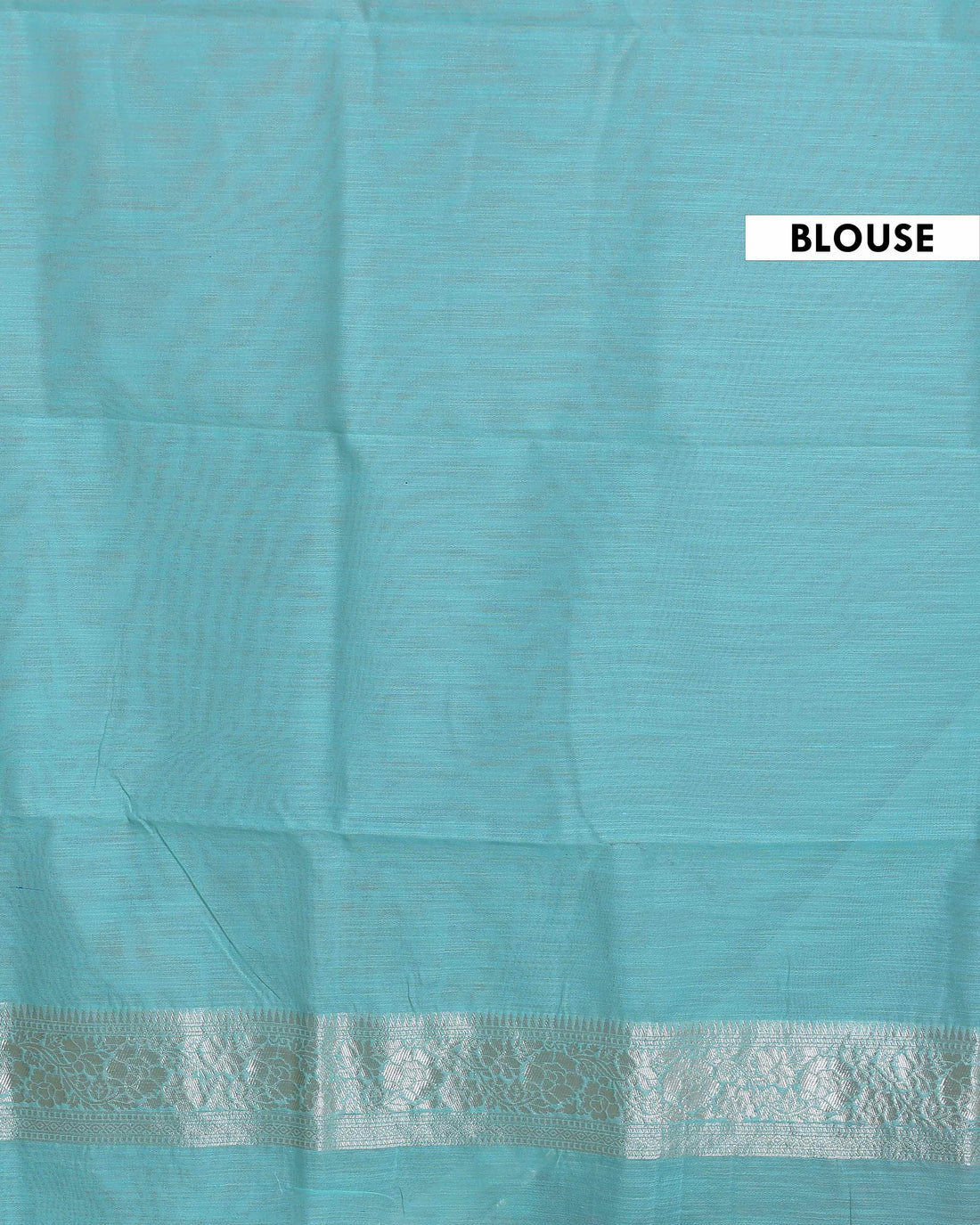 Floral Woven Rainbow Cotton Saree with Subtle Zari Accents - Blue