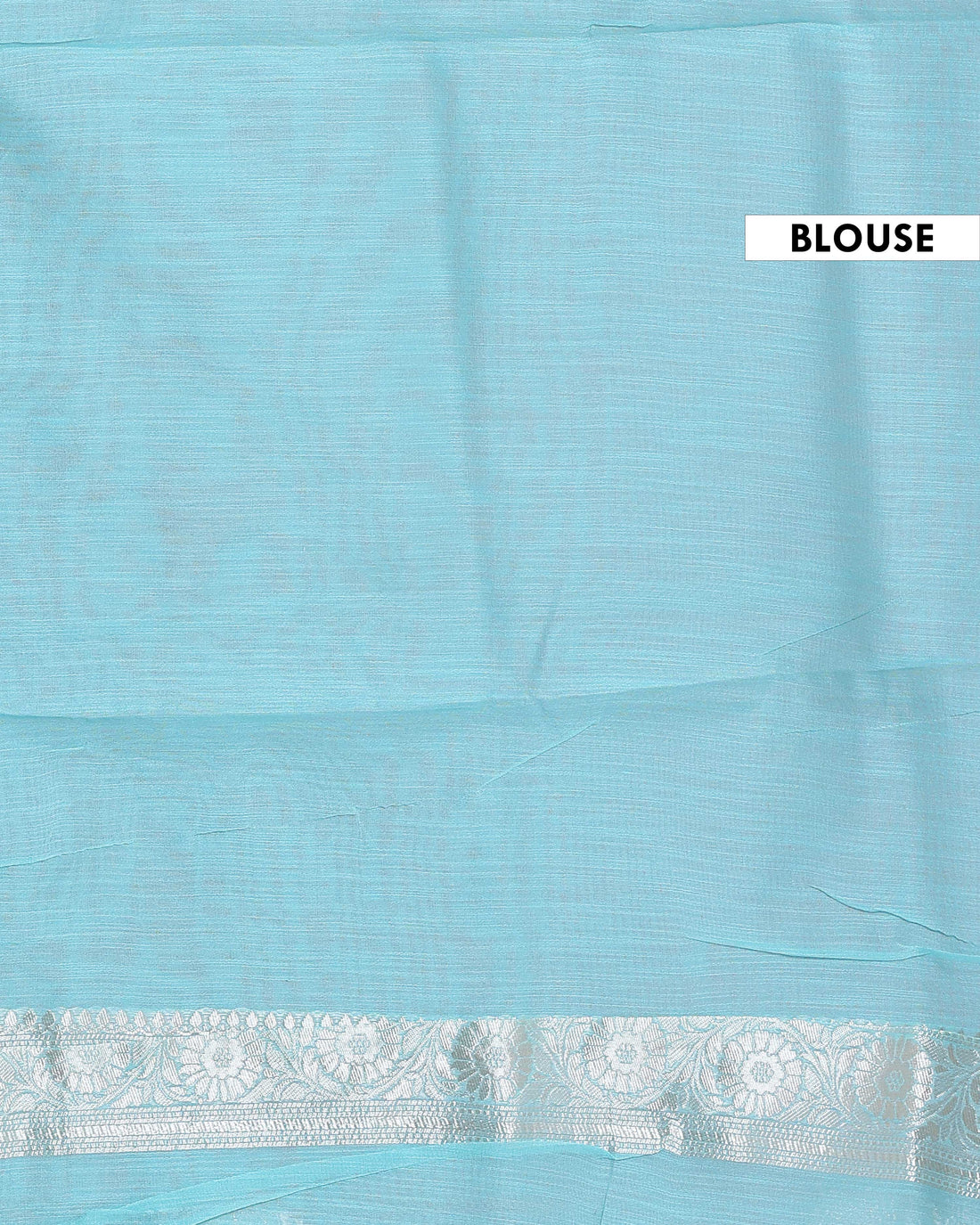 Jamdani Woven Rainbow Cotton Saree with Subtle Zari Accents - Blue