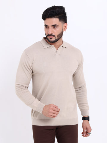 Men's Solid Nativebull Collar Neck Long Sleeve Sweatshirt  - Grey