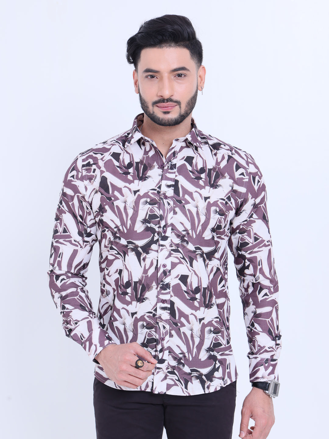 Nativebull Men's Printed Casual Full Sleeve Shirt with Spread Collar - Multi