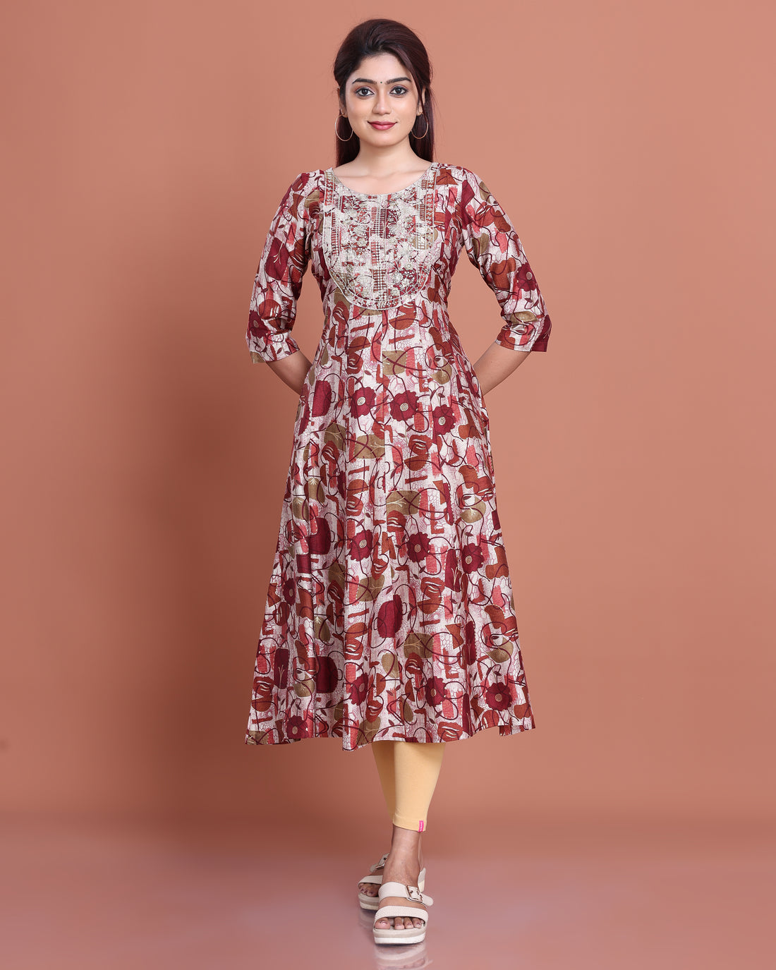 Ethnic Embroidered Kurta - Red