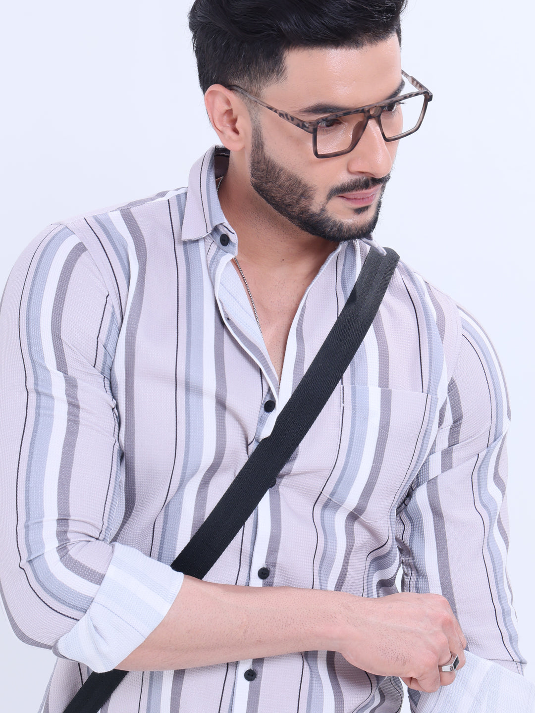 Rocx Men's Full Sleeve Striped Casual Shirt with Spread Collar - Multi