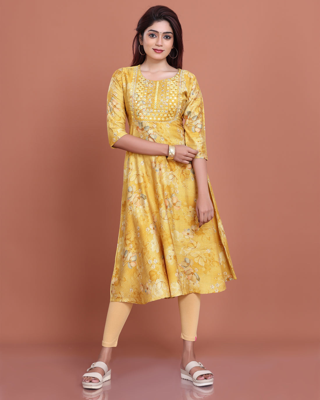 Ethnic Embroidered Kurta - Yellow