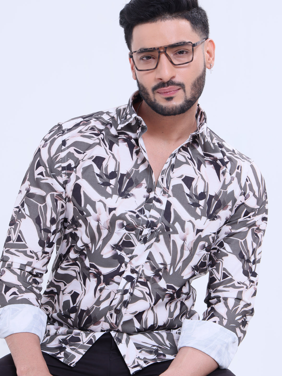 Nativebull Men's Printed Casual Full Sleeve Shirt with Spread Collar  - Multi