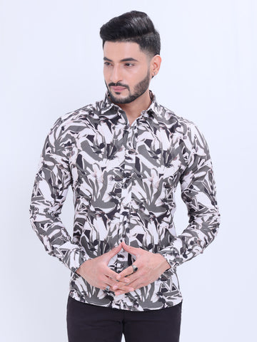 Nativebull Men's Printed Casual Full Sleeve Shirt with Spread Collar  - Multi