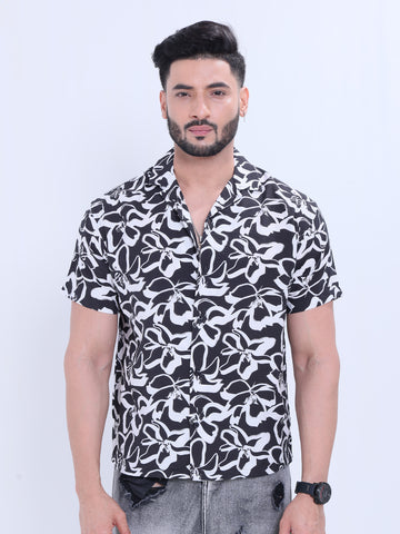 Nativebull Abstract Floral Printed Casual Shirt with Spread Collar and Short Sleeves - Multi