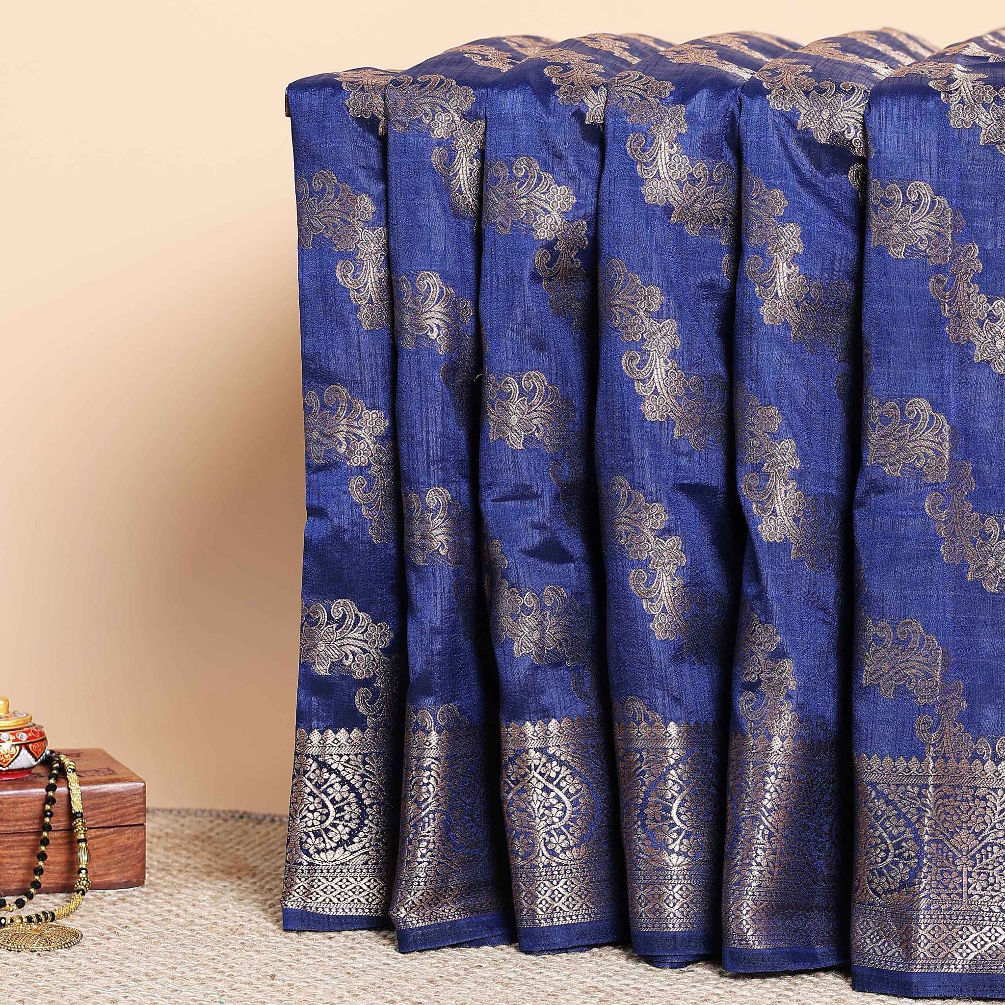 Elegant Tussar Silk Saree With Intricate Brocade Patterns and Pallu – Blue