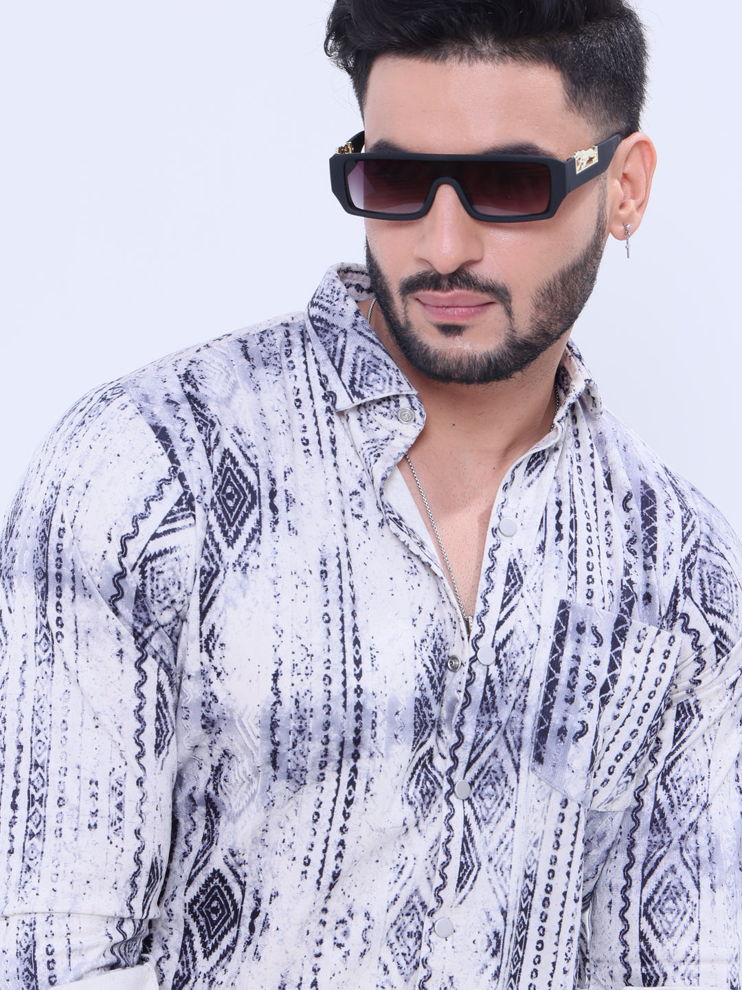 Rocx Men's Abstract Printed Full Sleeve Casual Shirt with Spread Collar - Multi